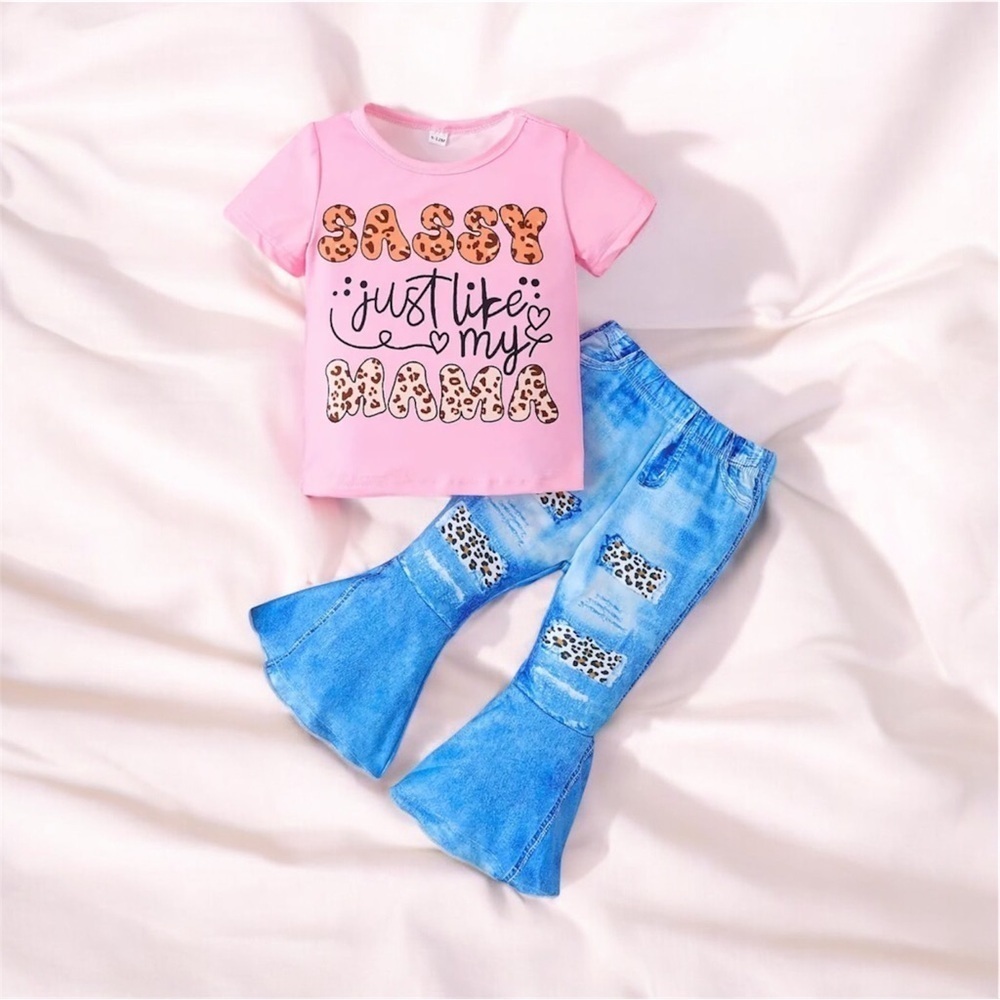 Trendy SASSY MAMA Girls T-Shirt & Leggings Set infant,toddler,youth girls outfit